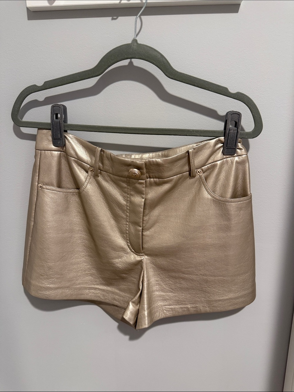 Generation Love Metallic Gold Leather-Look Shorts